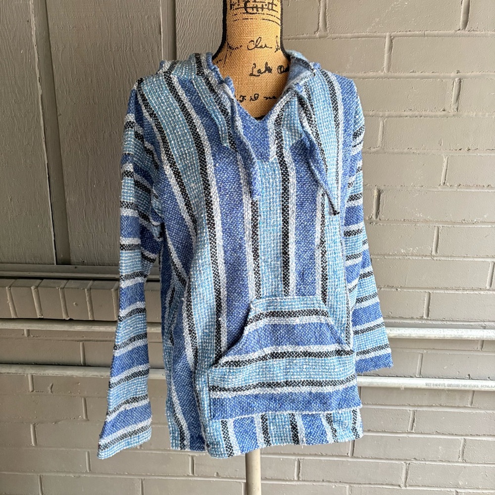 Women's Blue Striped V-Neck Sweater